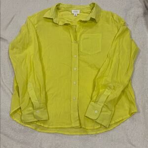 Sigrid Olsen Yellow/green button up top size small‎